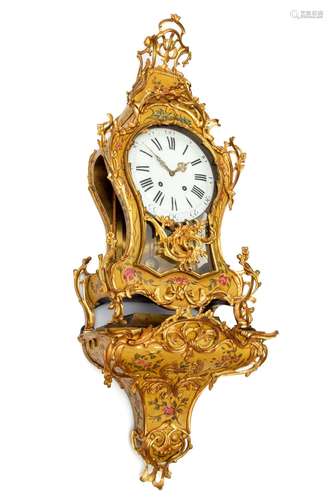 A larger Louis XV ormolu-mounted vernis martin bracket clock