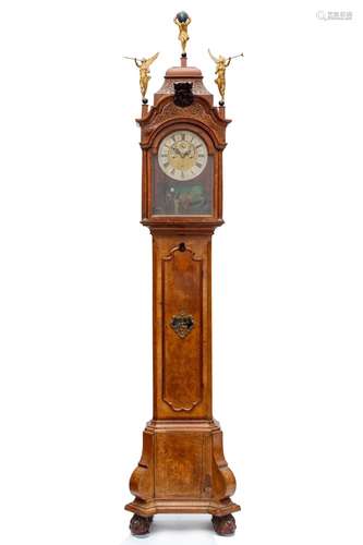 A Dutch burr-walnut longcase clock