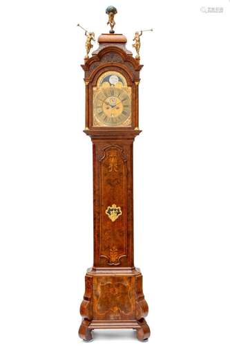 A Dutch burr-walnut longcase clock