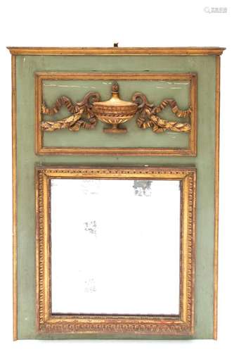 A Louis XVI painted and parcel-gilt trumeau mirror