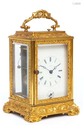 A French Art Nouveau ormolu carriage clock