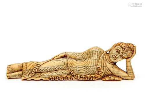 A Burmese ivory carved figure of Buddha