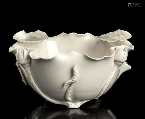 A 'BLANC DE CHINE' PORCELAIN LOTUS SHAPED BOWL Chi...