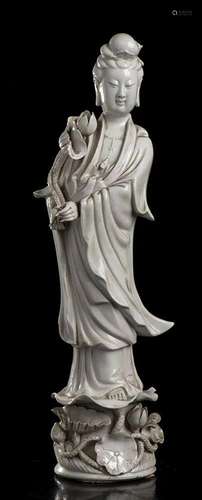 A 'BLANC DE CHINE' PORCELAIN GUANYIN China, 20th