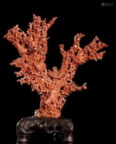 A CORAL CARVING China, early 20th century