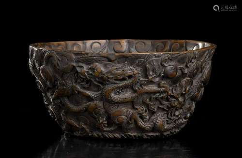 A CARVED 'DRAGON' BOWL China, 20th century