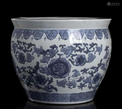 A 'BLUE AND WHITE' PORCELAIN CACHEPOT China, 20th