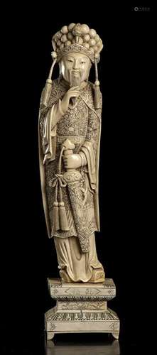 AN IVORY FIGURE OF A DIGNITARY China, early 20th