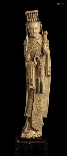 AN IVORY FEMALE FIGURE China, early 20th century