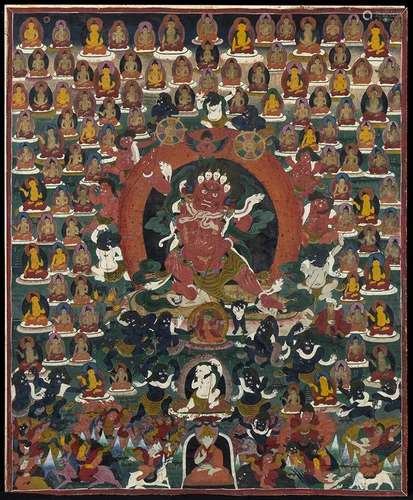 A THANGKA WITH TAGLA MEMBAR Tibet, 19th century