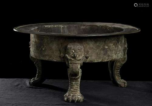 A LARGE BRONZE TRIPOD BRAZIER Korea, Goryeo dynasty,