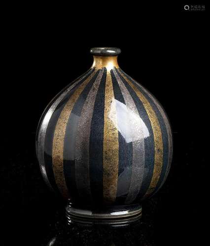 A 'SATSUMA' STYLE GLAZED CERAMIC GLOBULAR BOTTLE V...