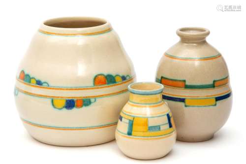 Three Art Deco Velsen pottery vases