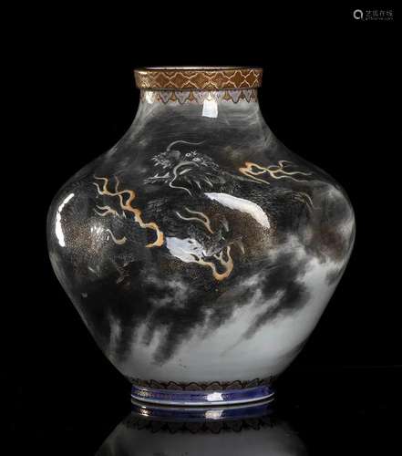 A POLYCHROME PORCELAIN 'DRAGON' SHAPED VASE Japan,