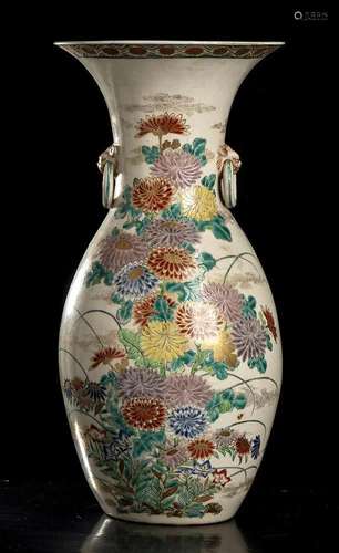 A 'SATSUMA' STYLE CERAMIC BALUSTER VASE Japan, Mei...