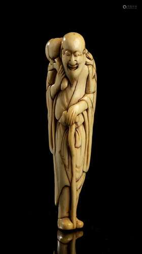 AN IVORY NETSUKE WITH A SENNIN Japan, Edo period, 18th