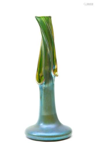 A large Art Nouveau iridescent glass vase