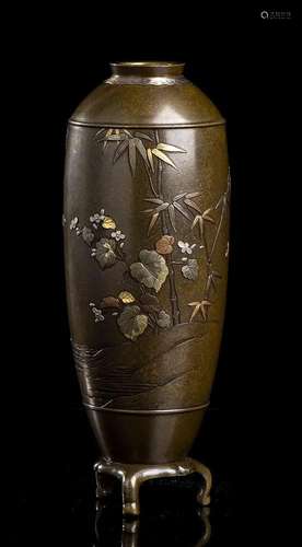 AN INLAID SHIBUICHI VASE Japan, Meiji period