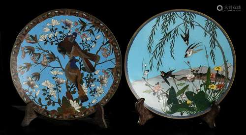 TWO CLOISONNÃ‰ ENAMELLED DISHES Japan, Meiji period