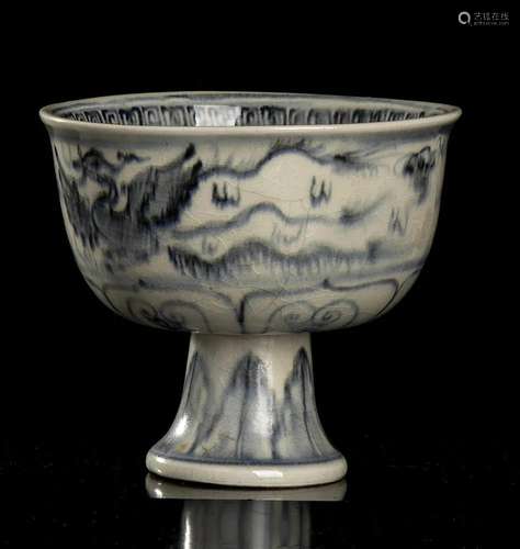 A 'BLUE AND WHITE' PORCELAIN STEM CUP Vietnam,