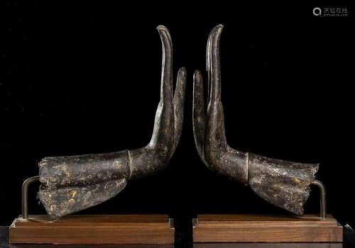 TWO BRONZE HANDS OF BUDDHA Thailand, Ayutthaya style