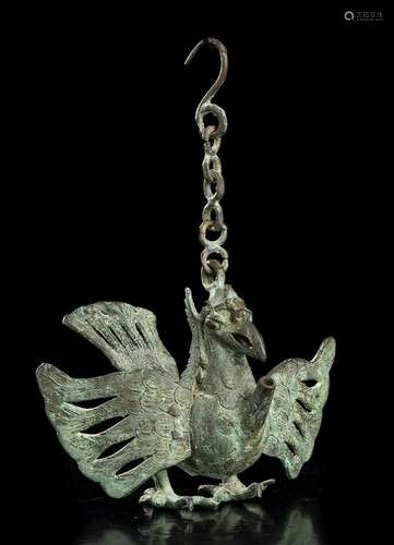 A BRONZE OIL LAMP IN THE SHAPE OF GARUDA Indonesia,