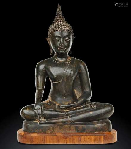 A BRONZE SCULPTURE WITH BUDDHA Thailand, 20th century