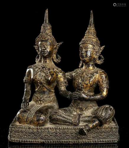 A GILT BRONZE GROUP WITH TWO DEITIES Thailand,