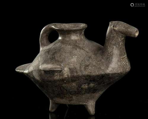 A BLACK STONEWARE ZOOMORPHIC EWER Iran