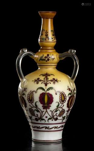 AN ENAMELLED AND PARTIALLY GILT GLASS FLASK Iran,