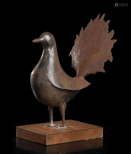 A METAL BIRD SCULPTURE Iran, Qajar, 19th century