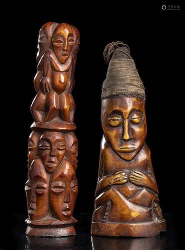 TWO IVORY SCULPTURES Africa