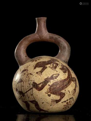 A PAINTED CERAMIC GLOBULAR EWER Peru, Moche culture