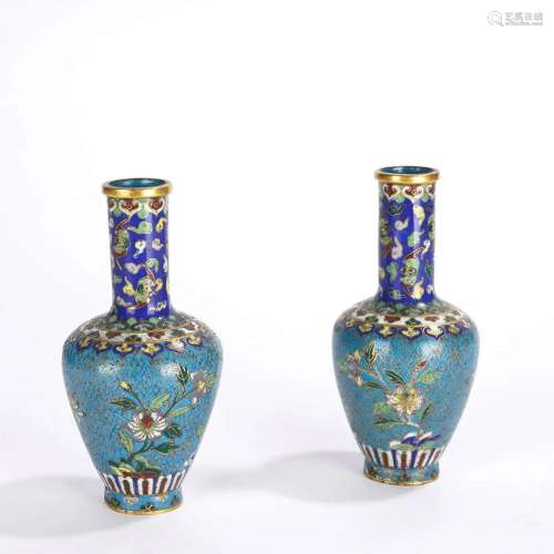 Pair of Cloisonne Enamel Vases