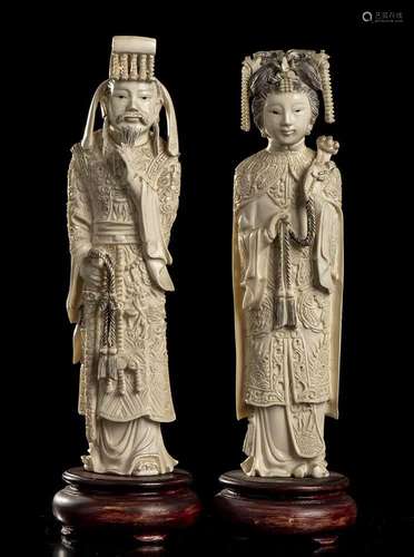 TWO IVORY FIGURES China, early 20th century