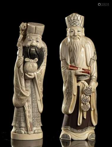 TWO IVORY FIGURES China, early 20th century