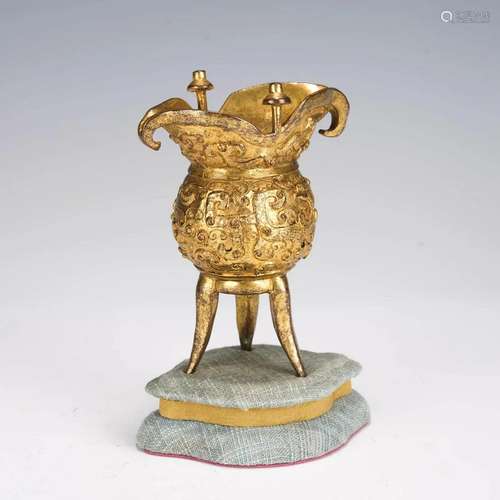 Gilt Bronze Tripod Jue Cup