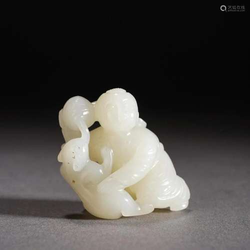 Carved White Jade Boy Pendant