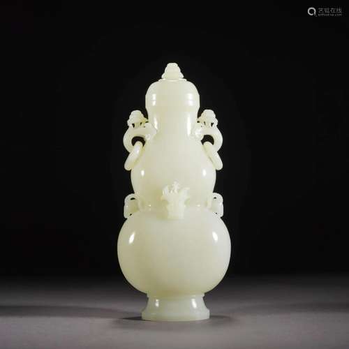 Chinese White Jade Double Gourd Shape Vase