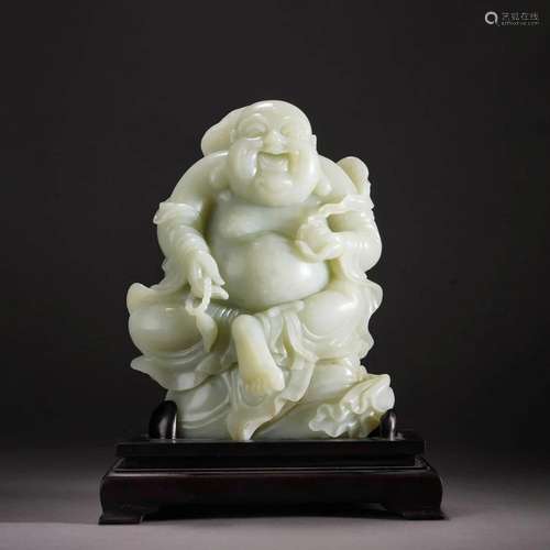 Celadon Jade Figure of Maitreya