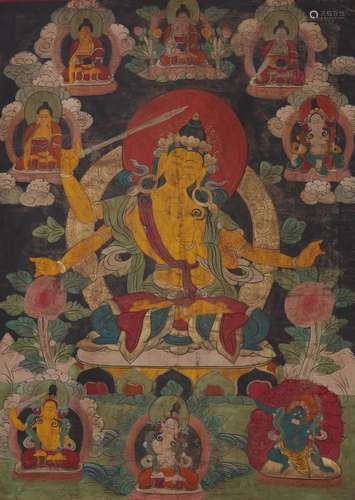 Chinese Thangka of Four Armed Avalokitesvara