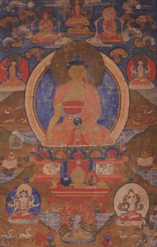 Chinese Thangka of Medicine Buddha