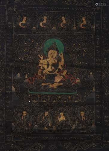 Chinese Thangka of Four Armed Avalokitesvara