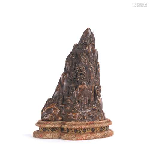 Carved Agarwood Scholar Rock Boulder