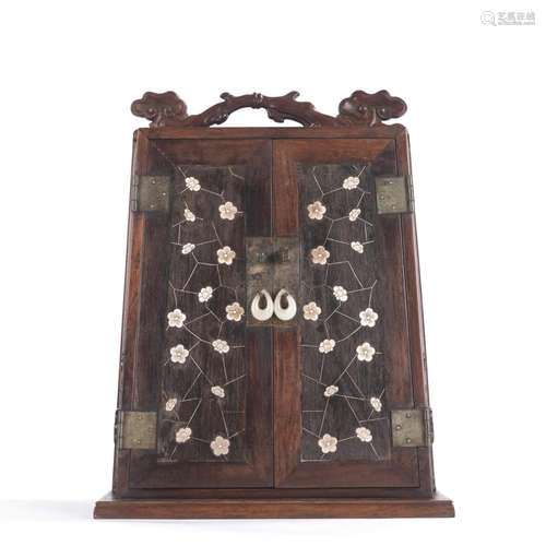 Silver Inlaying Rosewood Plum Blossom Cabinet