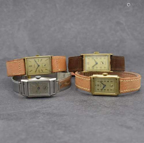 Set of 4 rectangular nearly mint wristwatches