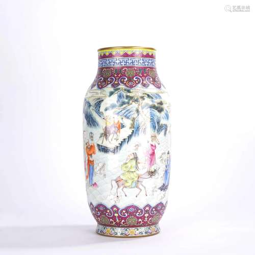 Famille Rose Figure Lantern Form Vase