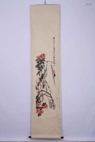Qi Baishi, Chinese Flower Painting Scroll