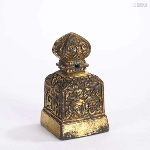 Gilt Bronze Tibetan Buddhist Seal