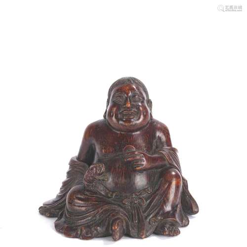 Carved Bamboo Root Figure of Budai Monk